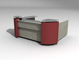 Service counter desk 3d model preview