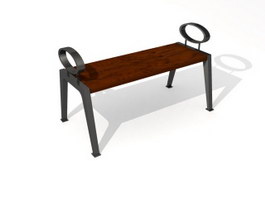 Wooden Park bench 3d model preview