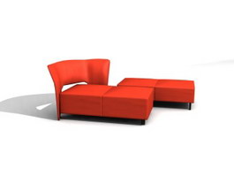 Salon waiting chair sofa 3d model preview
