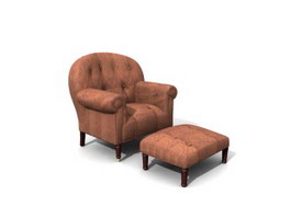 Classic Sofa with Footstool 3d model preview