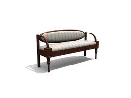 Two seater wooden sofa 3d model preview