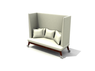 High back couple sofa 3d model preview