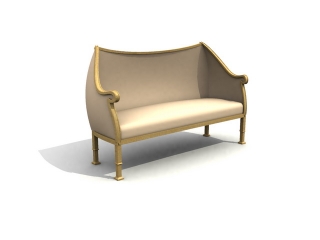 Settee sofa antiques 3d model preview