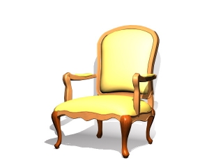 Antique Wooden Arm Chair 3d model preview