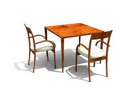 Wooden Restaurant Table and Chairs 3d model preview