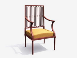 Antique Furniture Wood Armchair 3d model preview