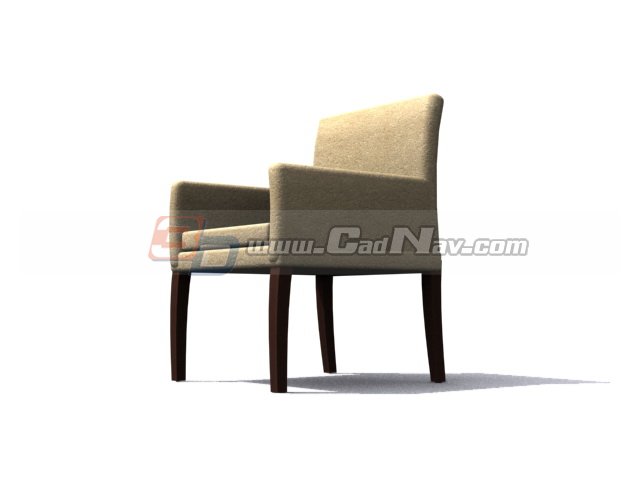 Hotel wooden arm chair 3d rendering