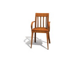 Wooden dining chair with armrest 3d model preview