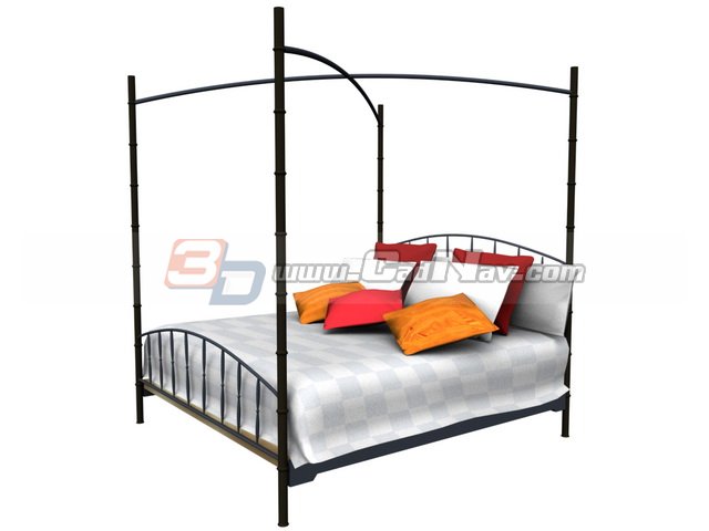 Antique Furniture Iron Canopy bed 3d rendering