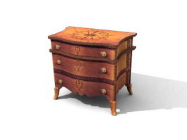Antique Furniture Wood bedside table 3d model preview