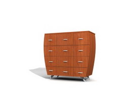 12-drawer wood file cabinet 3d preview