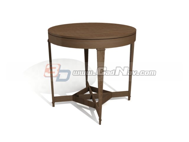 European style round wood dining table 3d rendering
