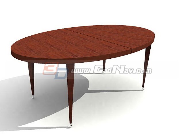 Oval Wooden Dining Table 3d rendering