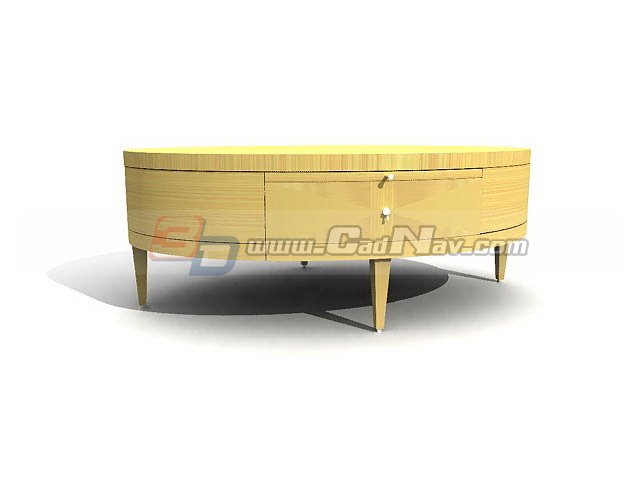 Oval coffee table with drawer 3d rendering