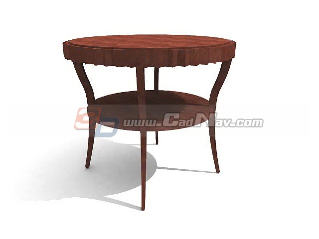 European style wooden coffee table 3d rendering