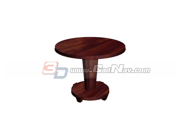 Dining wooden round table 3d rendering
