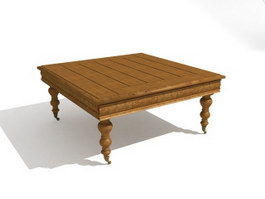 Antique Furniture short-legged coffee table 3d model preview