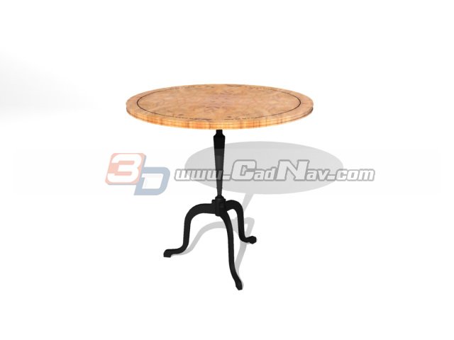 Antique round table for restaurant 3d rendering