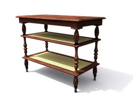 Antique furniture carved wooden side table 3d preview