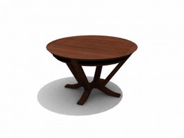 Wood Antique Table Round Coffee Table 3d model preview