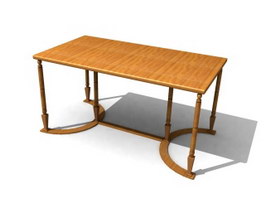 Wood Antique Sofa Table 3d model preview