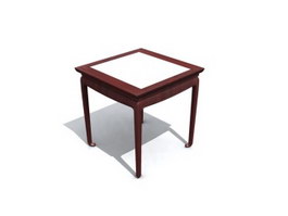 Marble top wooden dining table 3d model preview