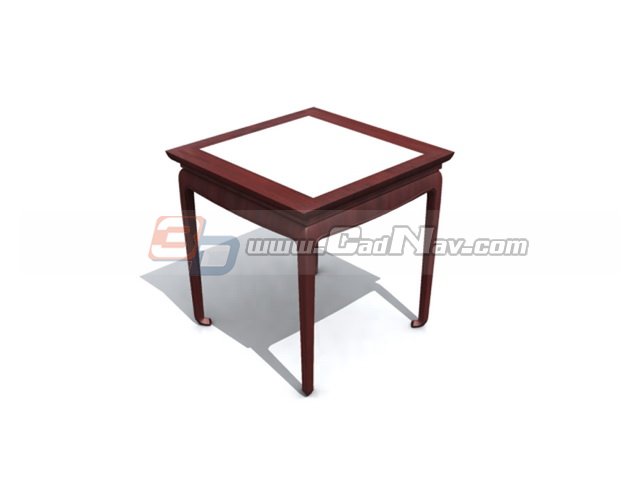 Marble top wooden dining table 3d rendering