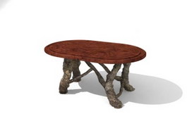 Wooden Antique Tea table 3d preview