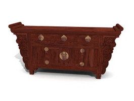 Wood carved antique console table 3d preview