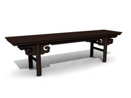 Antique wood console table trestle table 3d preview
