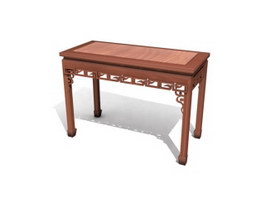 Antique carved wood side table 3d model preview
