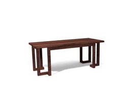 Vintage Wooden Coffee Table 3d model preview