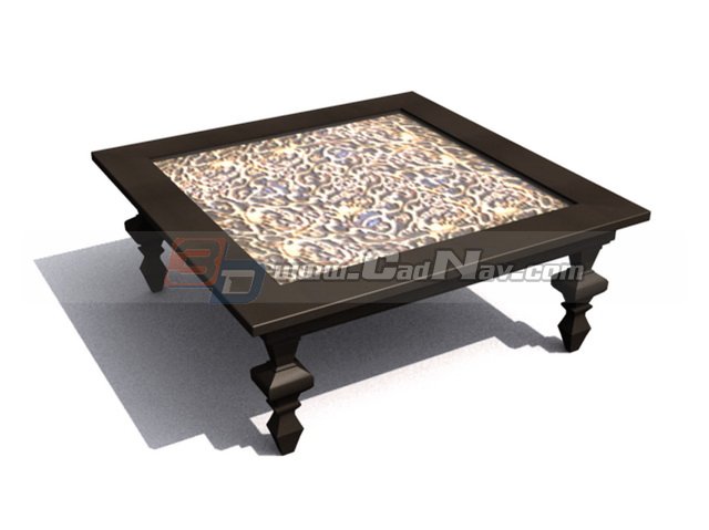 Marble Top Antique Coffee Table 3d rendering