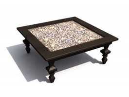 Marble Top Antique Coffee Table 3d model preview