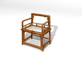 Antique wooden fauteuil chair 3d preview