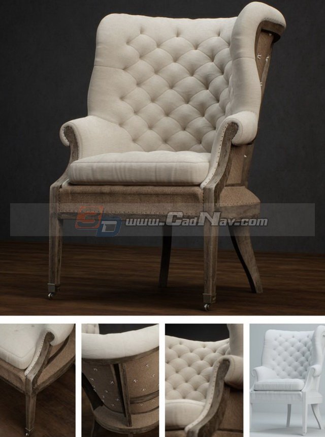 Antique Furniture Living Room sofa chair 3d rendering
