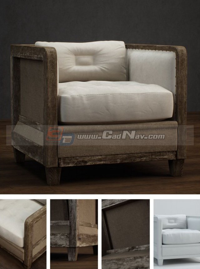 Living Room Antique Sofa Chair 3d rendering
