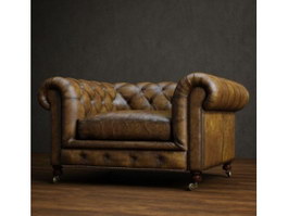 European leather sofa 3d model preview