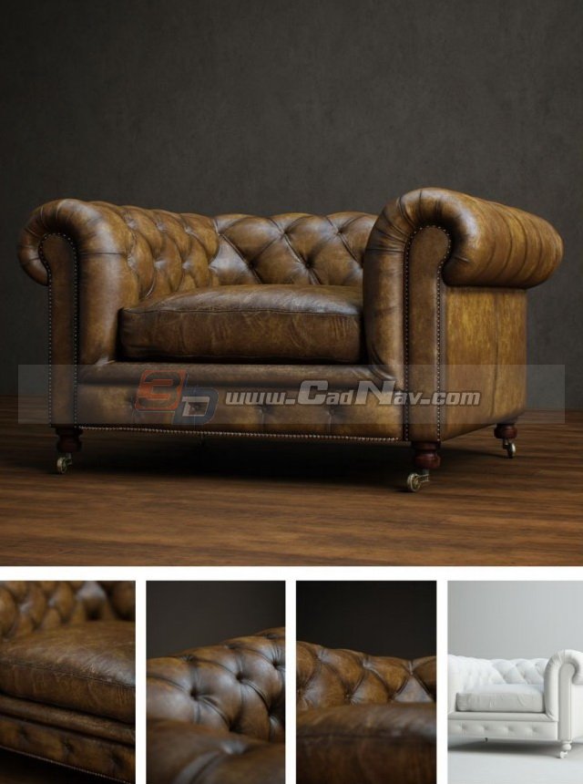 European leather sofa 3d rendering