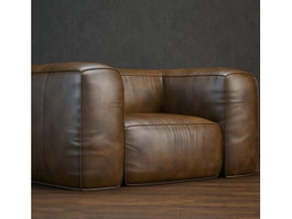 Leather european style sofa 3d model preview