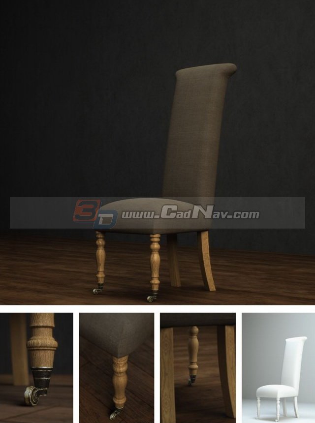 High back dining chair 3d rendering