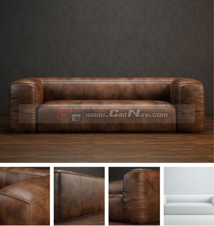 Modern leather sofa 3d rendering