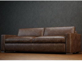 Living Room leather loveseat 3d model preview