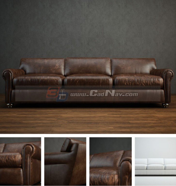 Home Furniture leather sofa 3d rendering