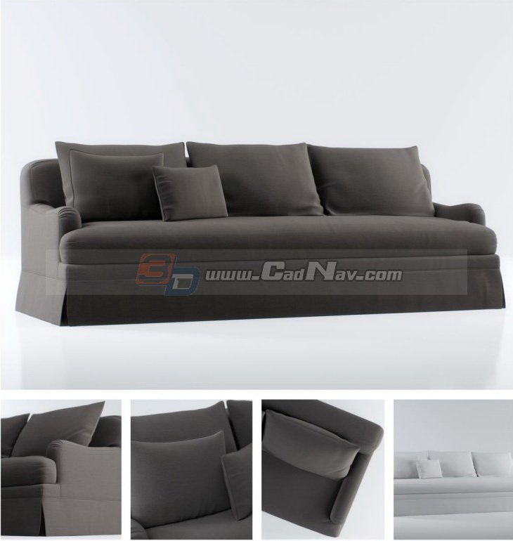 Classical fabric sofa 3d rendering