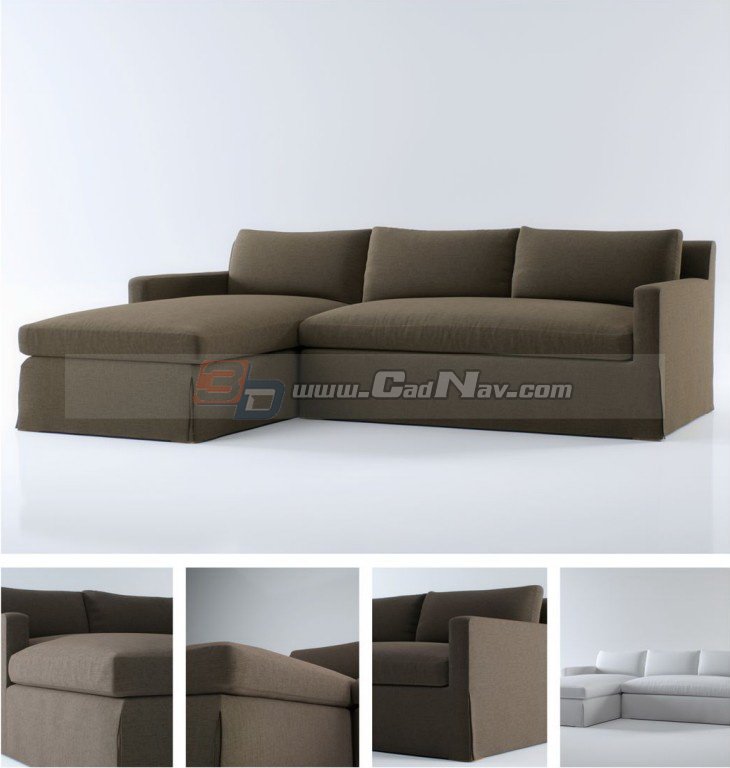 Fabric sectional sofa 3d rendering
