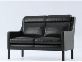 Leather two-seater settee 3d model preview