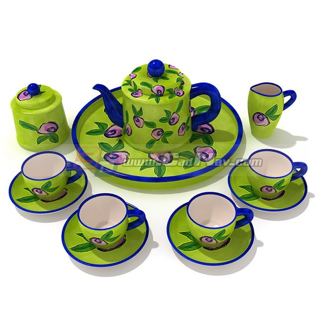 Ceramic Tea Set 3d rendering
