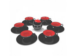 Ceramic vintage tea set for adult 3d model preview