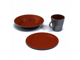 Terracotta Cup and Saucer 3d model preview
